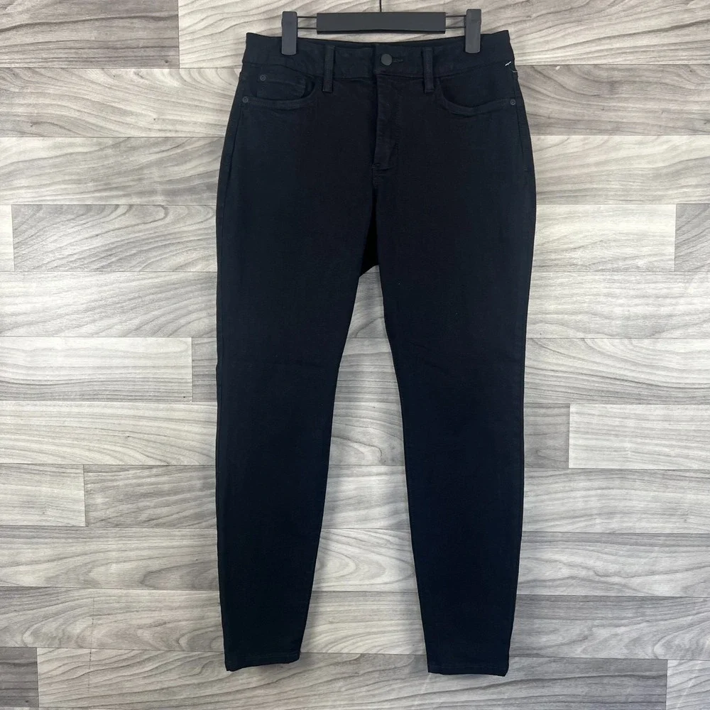 NYDJ Super Skinny Jeans Women's Size 10P Black Denim Dark Wash 5 Pocket Zip‎ Fly